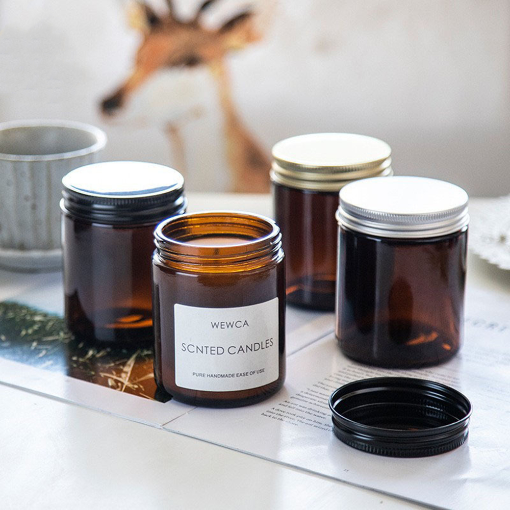 Candle Supplies Glass Jars - Empty Candle Jars, 8oz Amber Glass