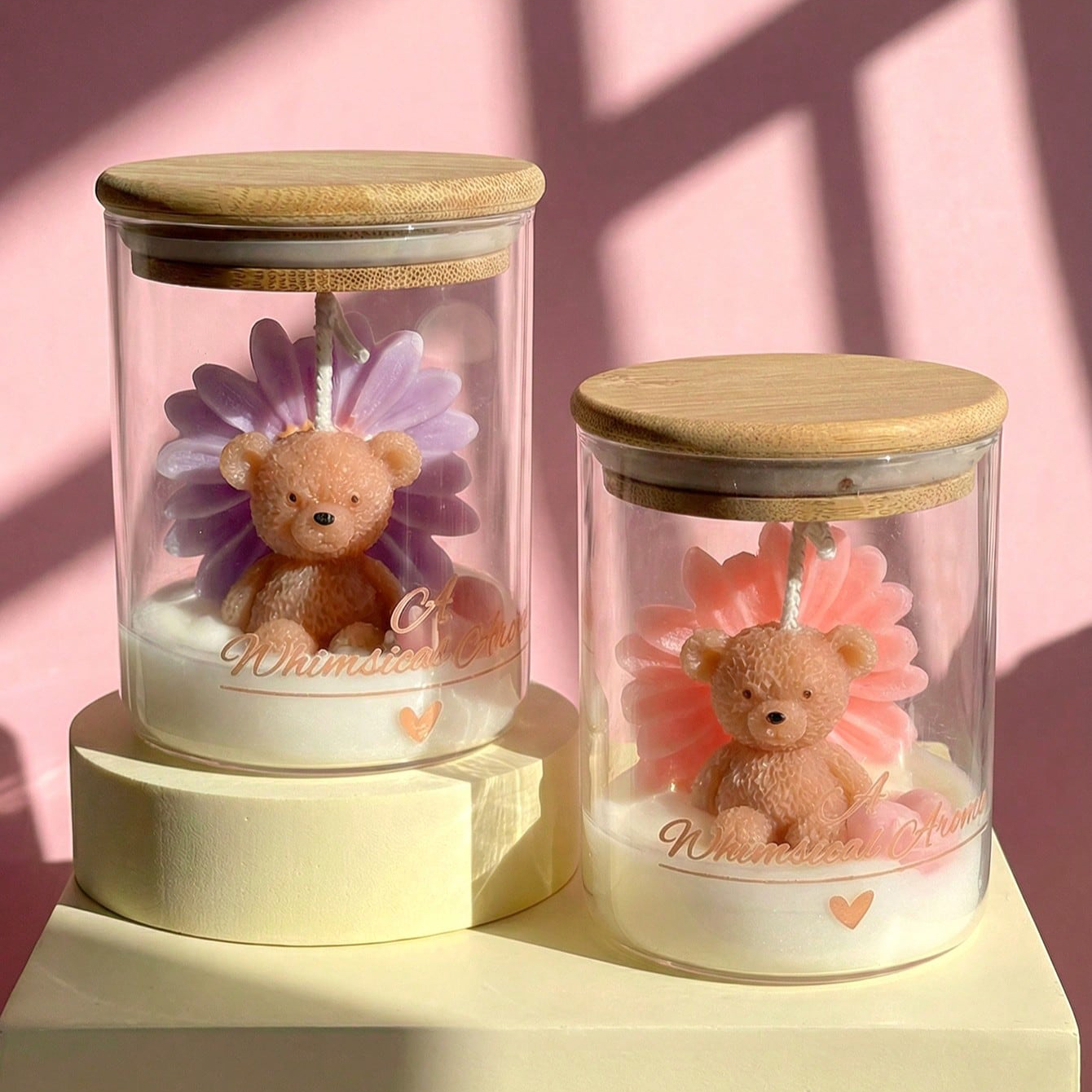 Candle Supplies Glass Jars - Teddy Bear Flower Candle in Glass