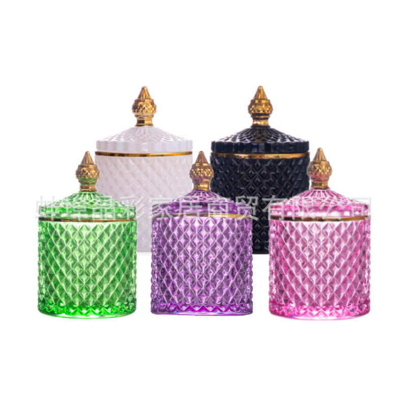 Stained Glass Storage Jar with - Candle Supplies Glass Jars ulasan dan harga