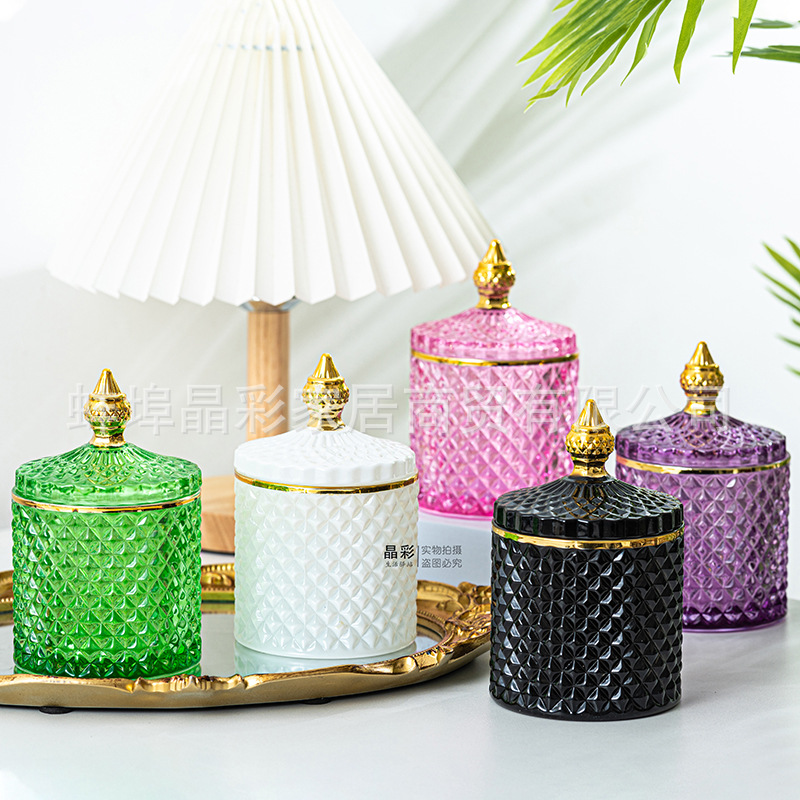 Stained Glass Storage Jar with - Candle Supplies Glass Jars ulasan dan harga