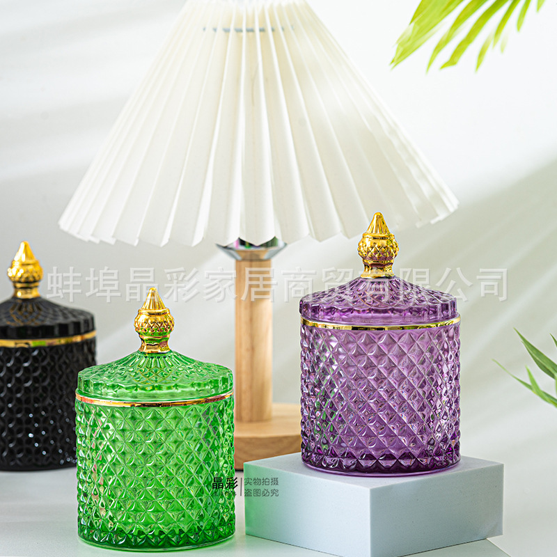 Stained Glass Storage Jar with - Candle Supplies Glass Jars ulasan dan harga