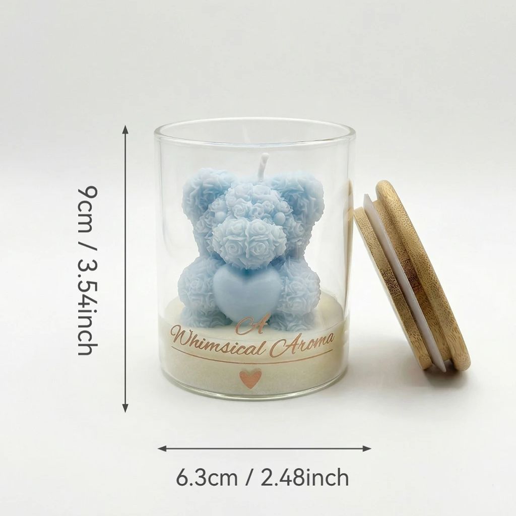 Rose Bear Candle Soy Wax Glass - Candle Supplies Glass Jars ulasan dan harga