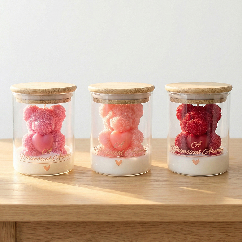 Rose Bear Candle Soy Wax Glass - Candle Supplies Glass Jars ulasan dan harga
