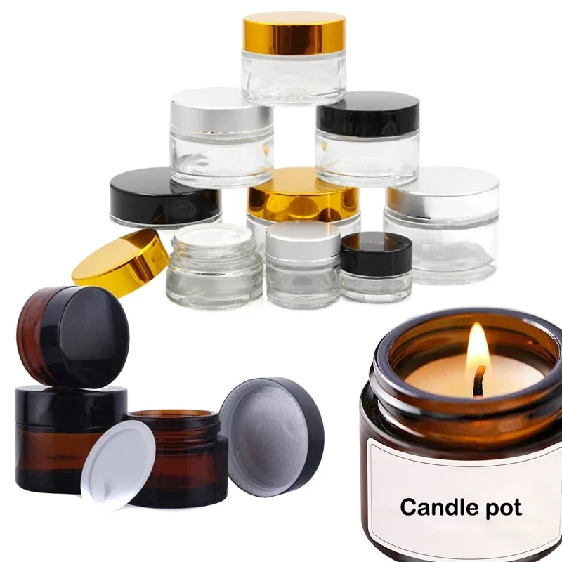 5Pcs 5g-100g Mini Amber Round  - Candle Supplies Glass Jars ulasan dan harga