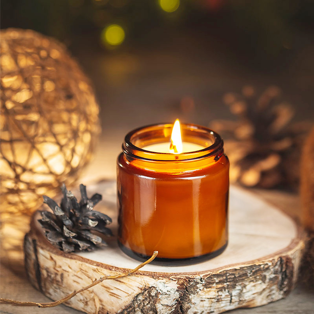 Glass Candle Jars, 4oz Amber R - Candle Supplies Glass Jars ulasan dan harga