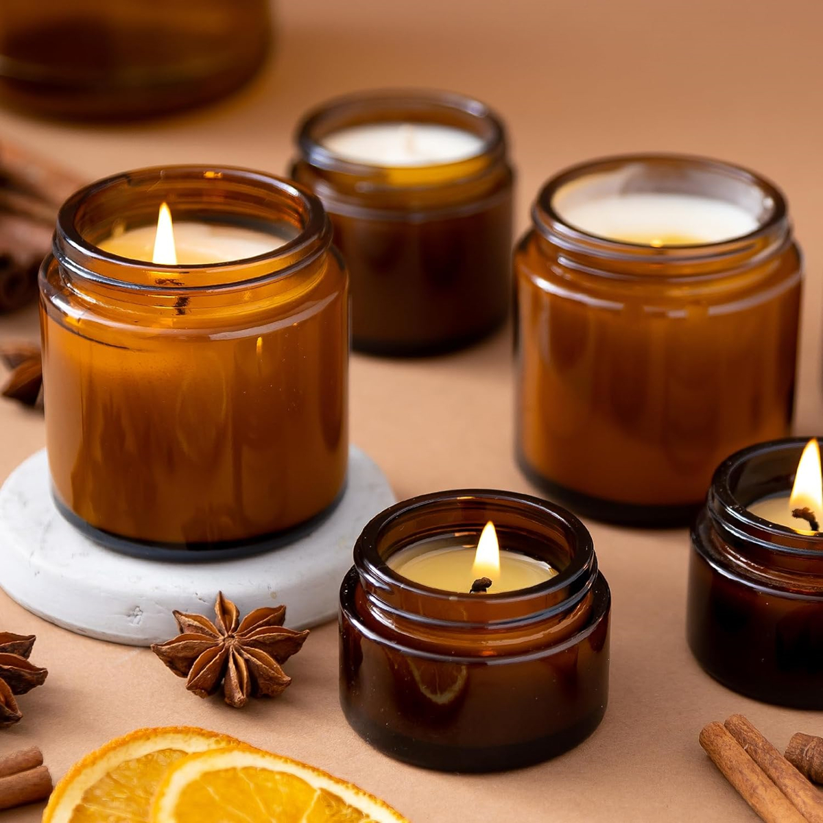 Glass Candle Jars, 4oz Amber R - Candle Supplies Glass Jars ulasan dan harga