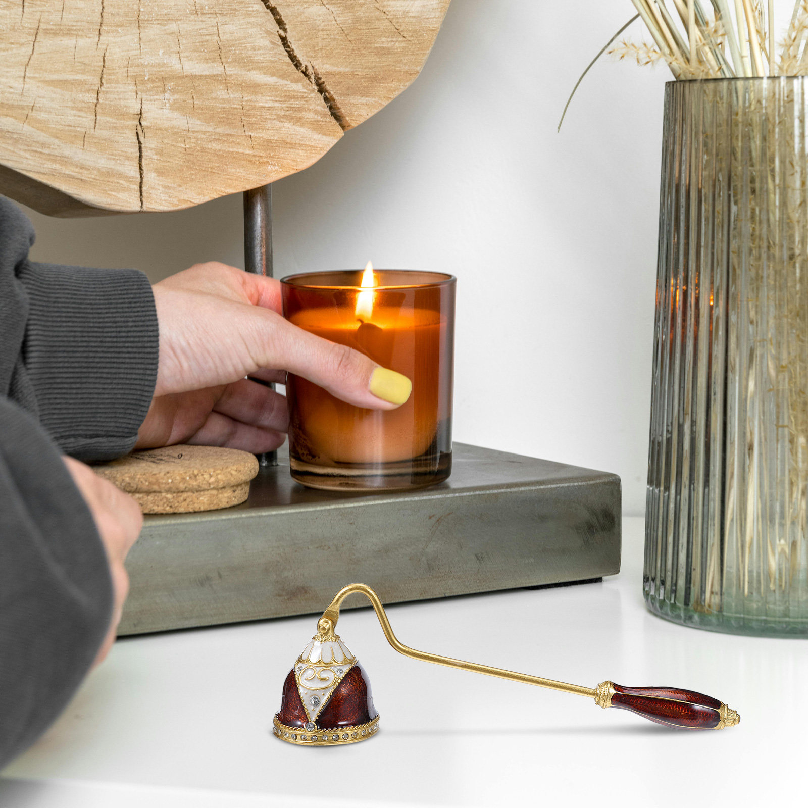 Bell Snuffer Zinc Alloy Enamel - Wick Dipper Tool ulasan dan harga