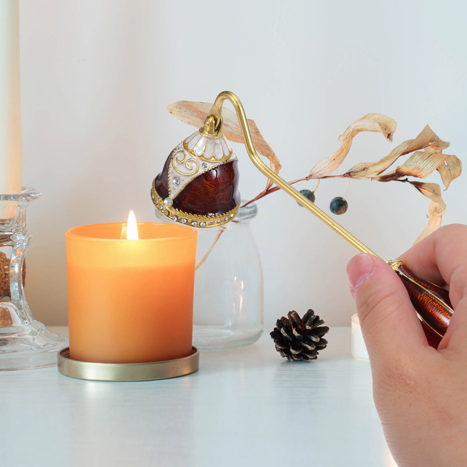 Bell Snuffer Zinc Alloy Enamel - Wick Dipper Tool ulasan dan harga