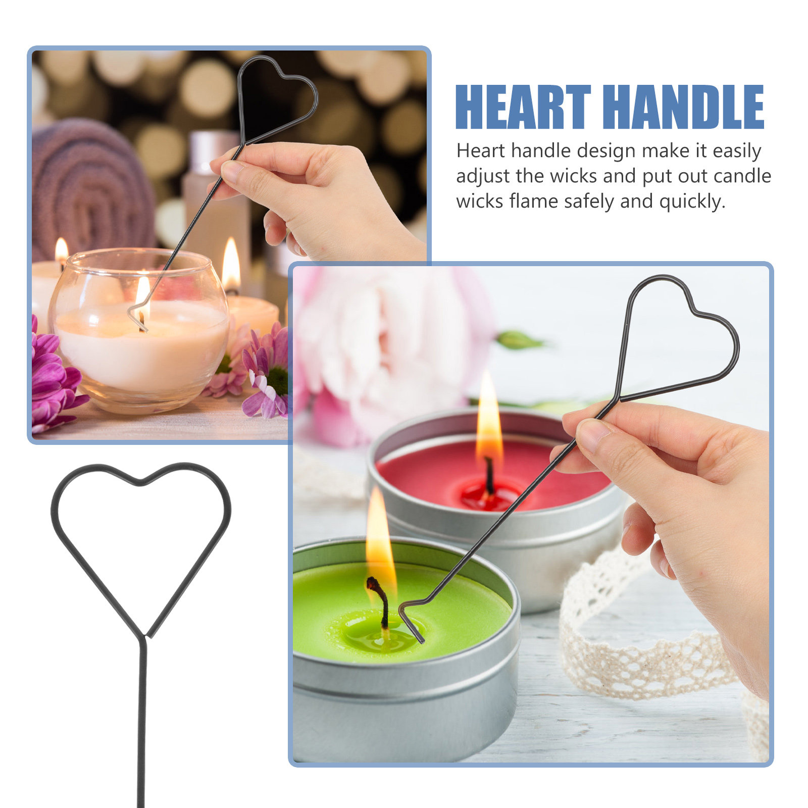 4Pcs Iron Wick Dippers Heart H - Wick Dipper Tool ulasan dan harga