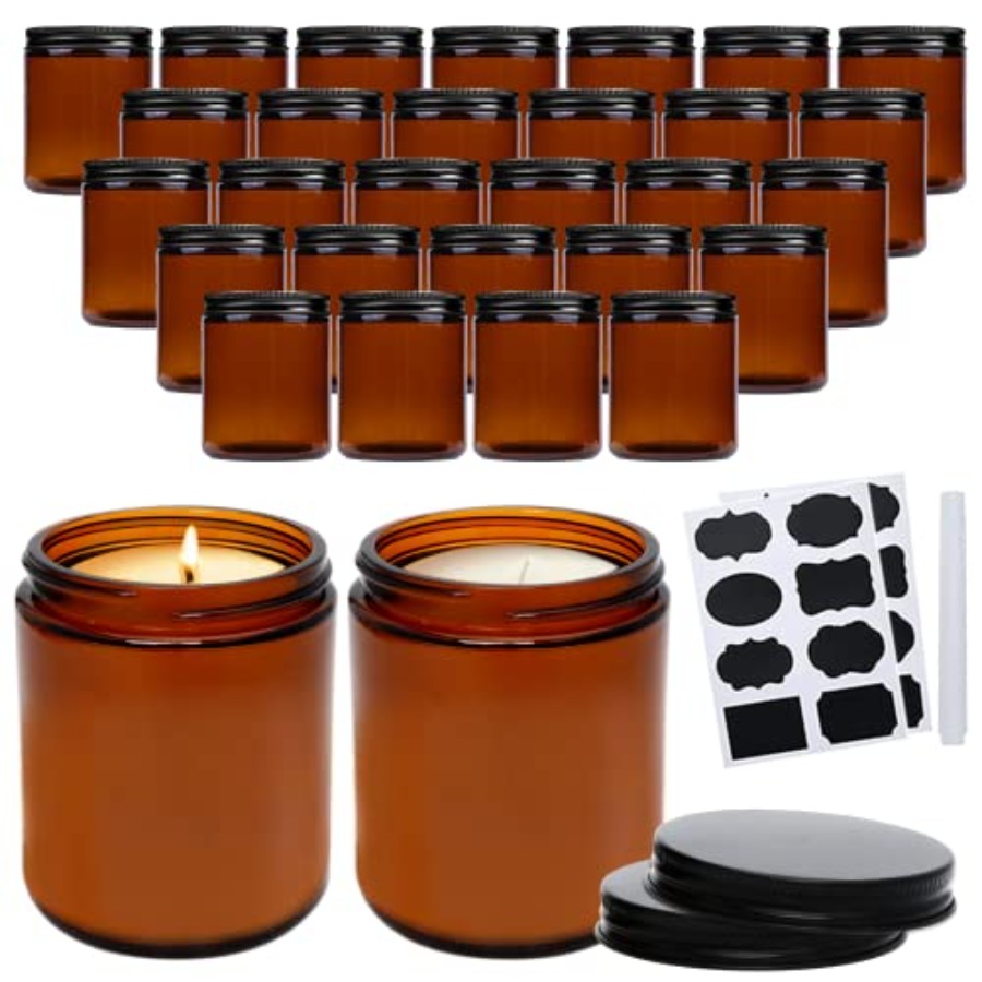 8oz Amber Candle Jars Set of 3 - Candle Supplies Glass Jars ulasan dan harga