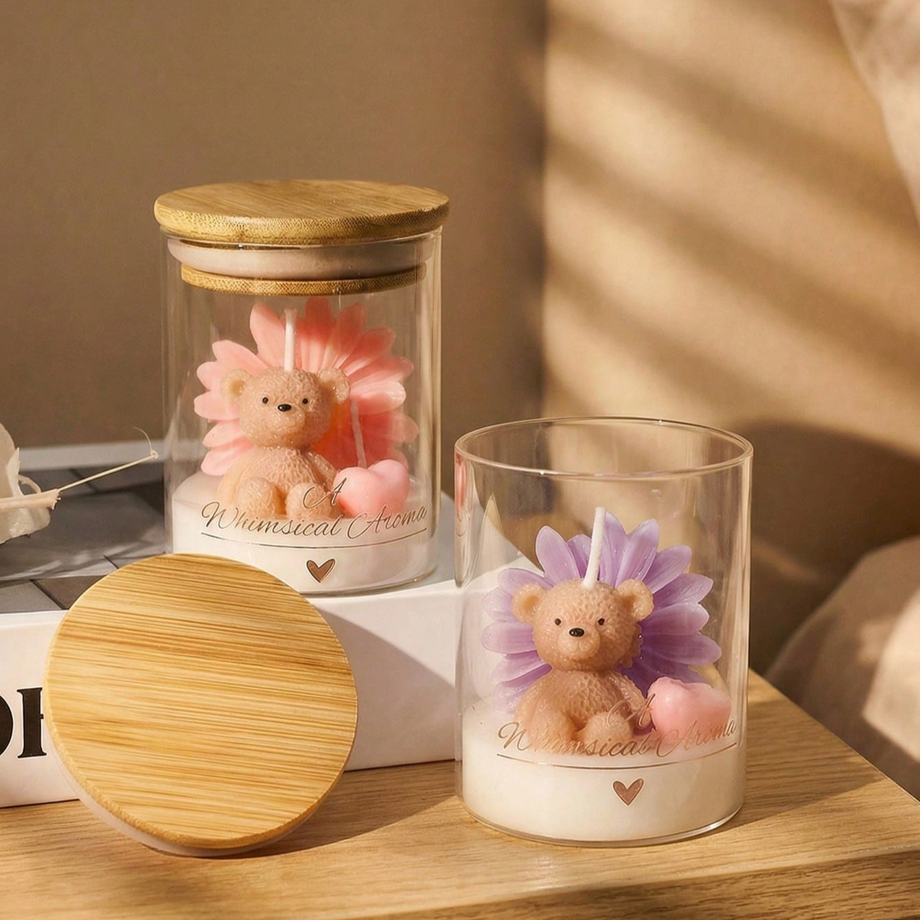 Teddy Bear Flower Candle in Gl - Candle Supplies Glass Jars ulasan dan harga